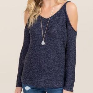 Candies V-Neck Cold Shoulder Sweater | L